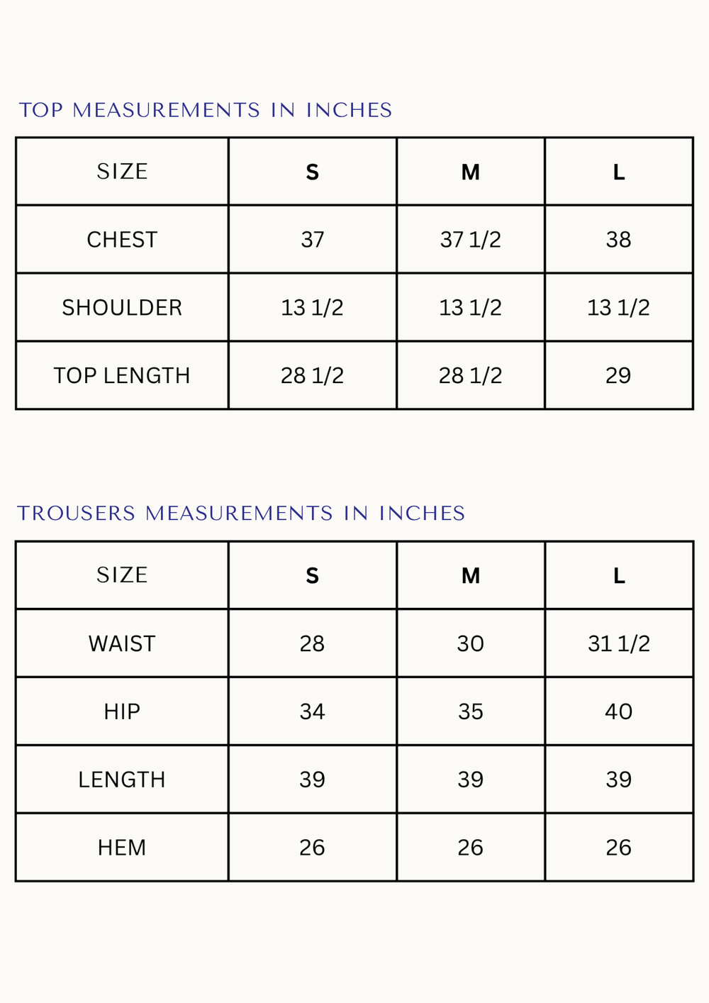 Size Chart